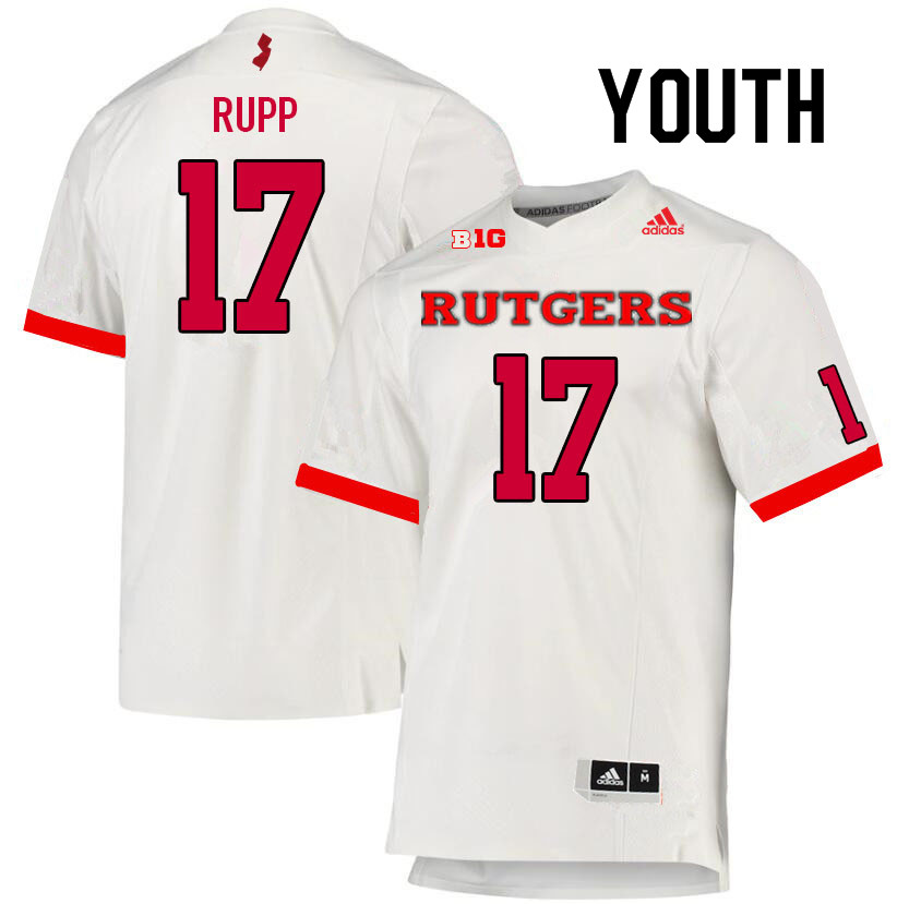 Youth #17 Gavin Rupp Rutgers Scarlet Knights College Football Jerseys Sale-White